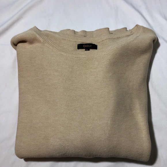 Quince lightweight cotton cashmere link stitch dolman sweater Heather oatmeal XL - Picture 10 of 10